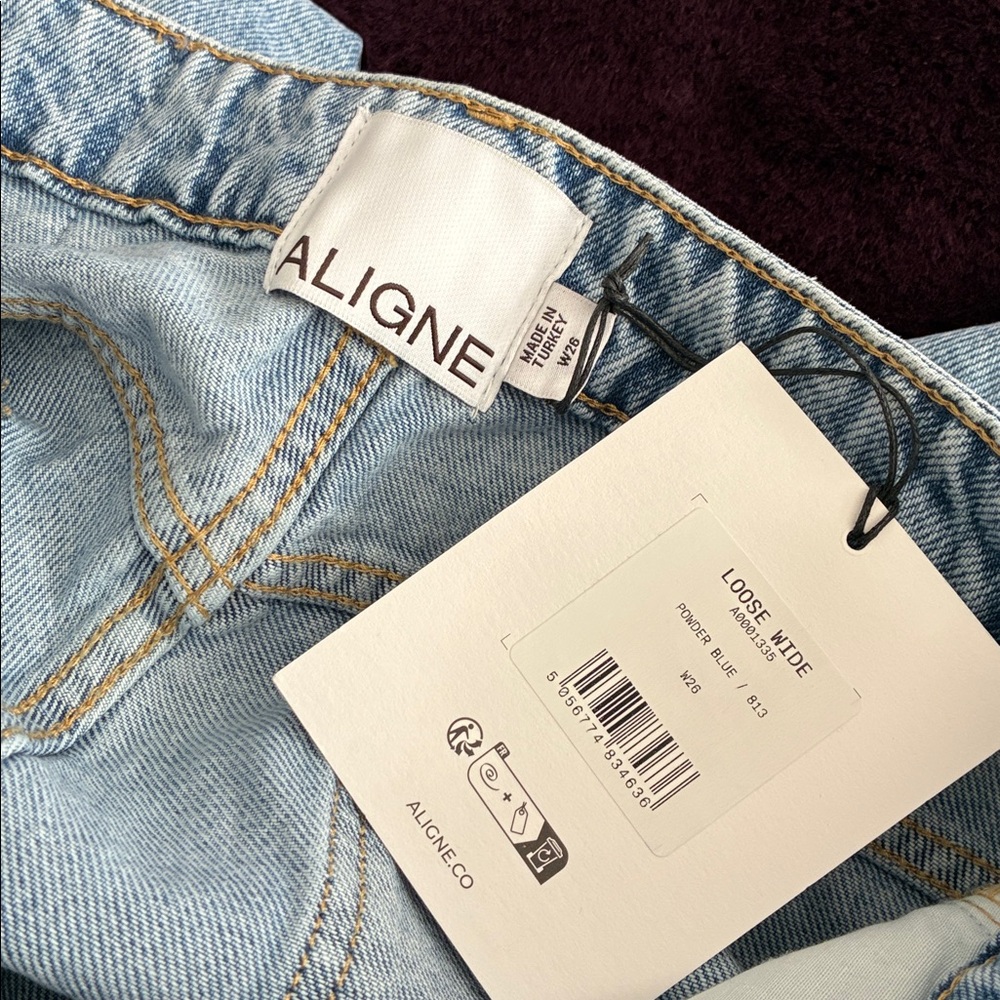 NWT Aligne Loose Wide Jeans Powder Blue Sz 26 - Picture 6 of 7